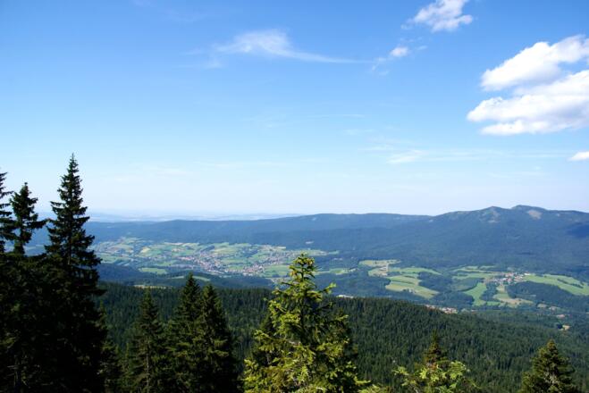 Aussicht vom Schwarzeck in den Lamer Winkel mit Osser