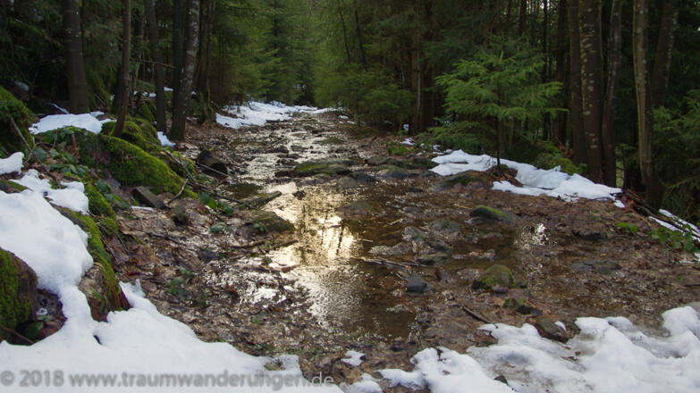 Tauwasser auf dem Wanderweg