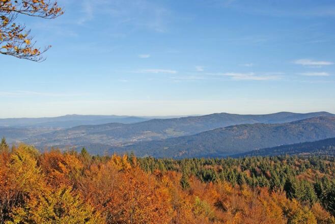 Fernsicht vom Hirschenstein zum Rachel