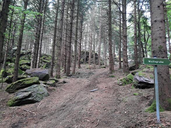 Weg vom Himmelberg mit Abzweigung zur Wolfsgrube