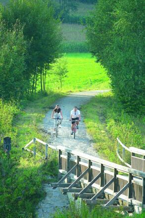 Radfahrer entlang des Regental-Radweges