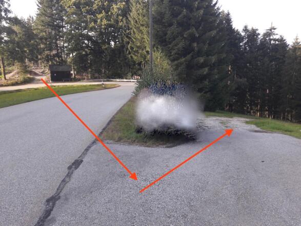 Wegverlauf bei Serpentine an der Straße nach Höhenberg