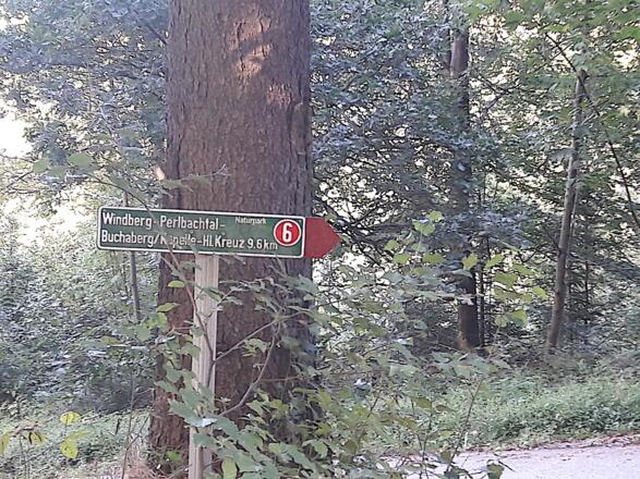 Weiterweg Nr. 6 rechts bergauf zum Buchaberg