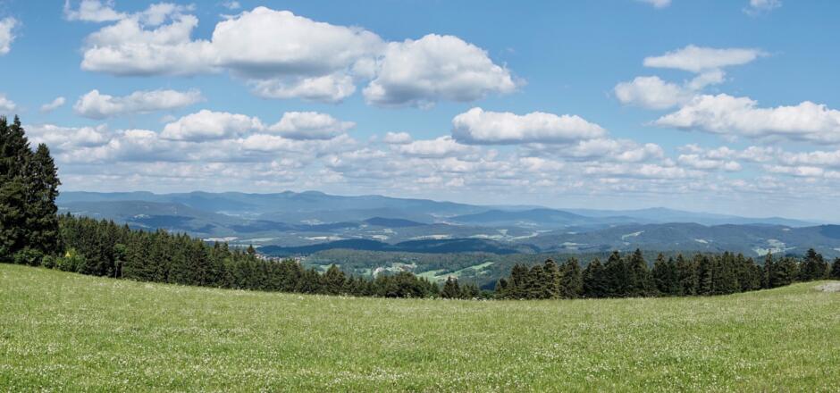 Panorama in Hintwies mit Großem Arber