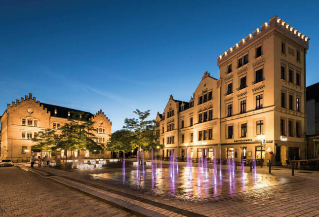 Albertsplatz in Coburg bei Nacht