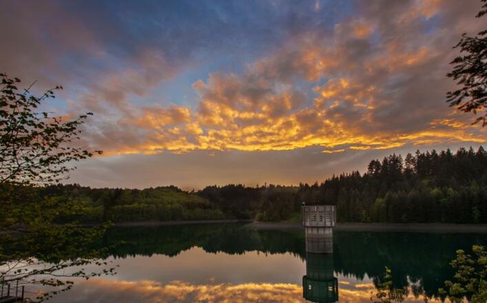 Ködeltalsperre, Sonnenuntergang