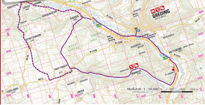 Die Radstrecke mit Erweiterungsroute