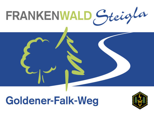 Markierungszeichen FrankenwaldSteigla Goldener-Falk-Weg