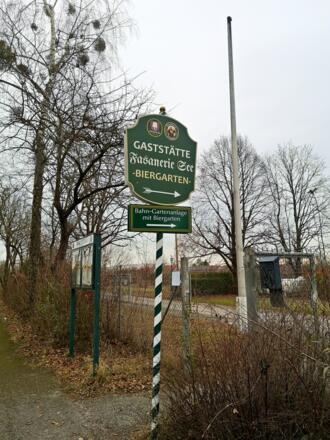 Schild der Gaststätte Fasaneriesee