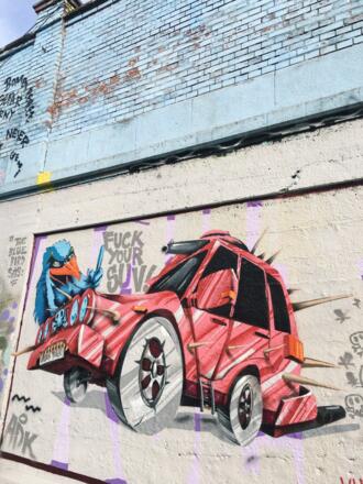 Mural der Künstlergruppe &#039;Der Blaue Vogel&#039;