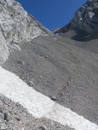 letzte Altschneefelder im Gerölltal