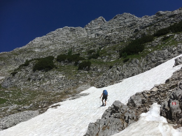 Schneefelder beim Aufstieg