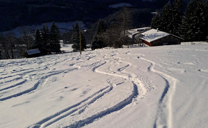Spuren im Tiefschnee