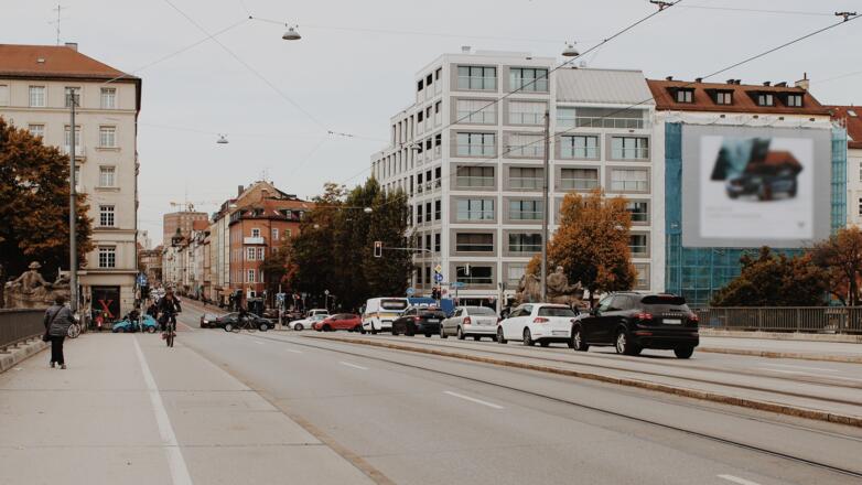 Blick auf die Fraunhoferstraße von der Reichenbachbrücke