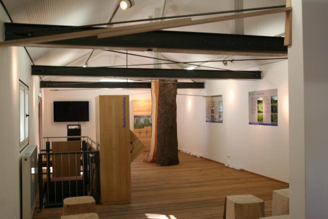 Innenraum Naturparkinformationszentrum im ehemaligen Bahnhof Steinwiesen