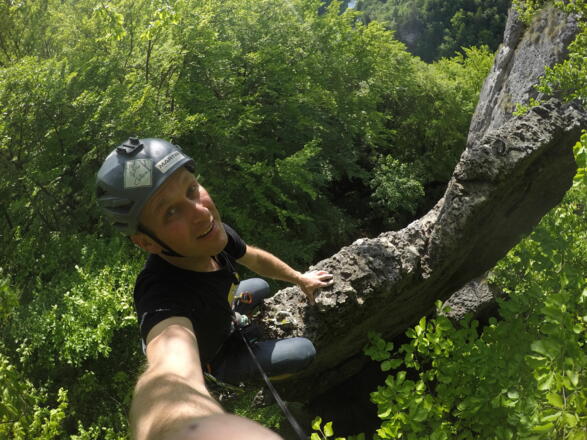 Gipfelselfi Stefan Stadler auf dem filigranen Südgipfel