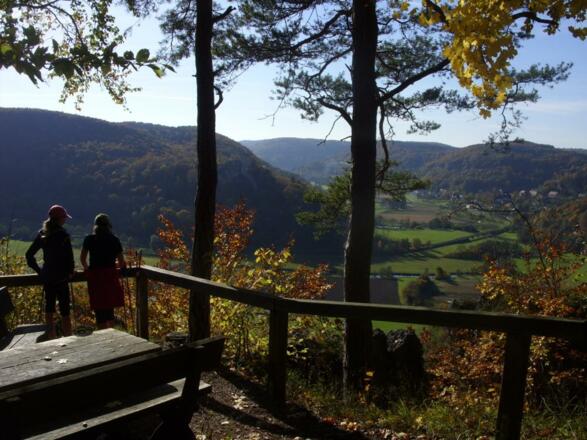Blick zur Burgruine Neideck über der Wiesentschleife