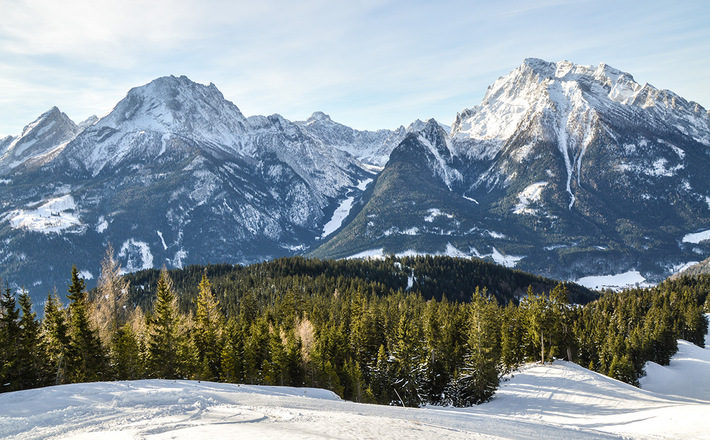 Ausblick vom Hirscheck zu Watzmann, Wimbachtal und Hochkalter
