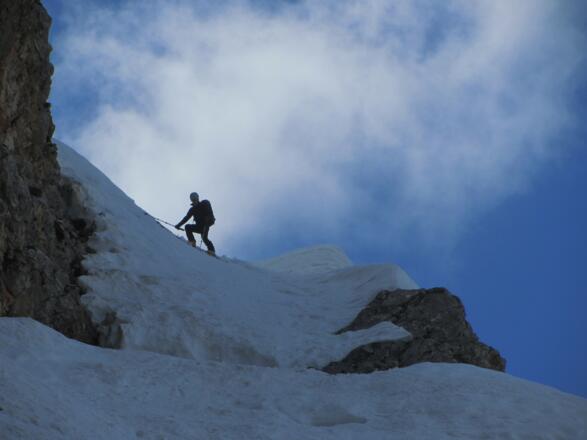 Schlüsselstelle bei der Skiabfahrt auf der Rampe