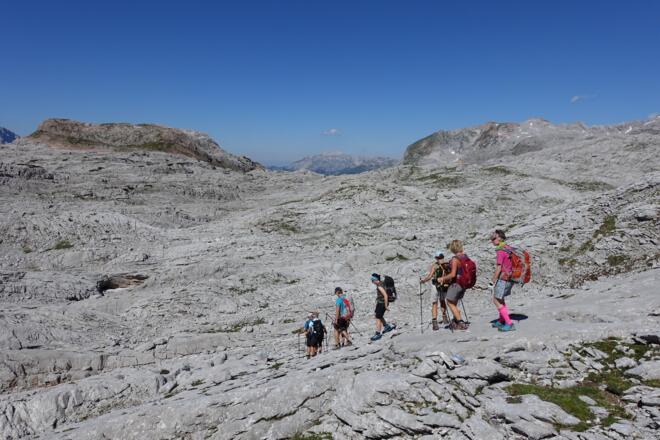 Gruppe Bergsteiger im zentralen Steinernen Meer
