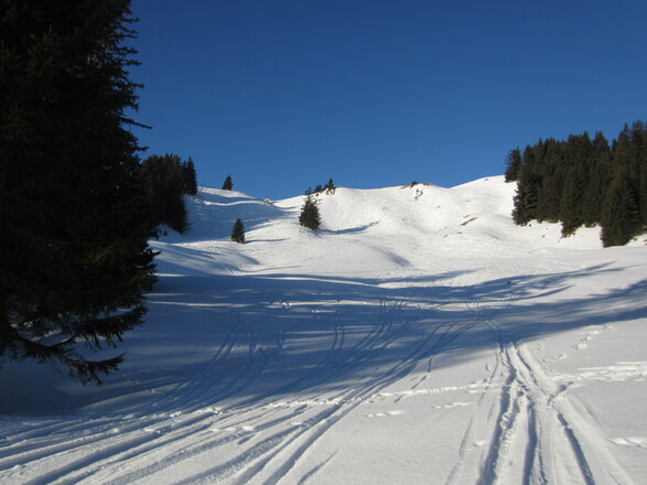 der freie Hang zum Gipfel