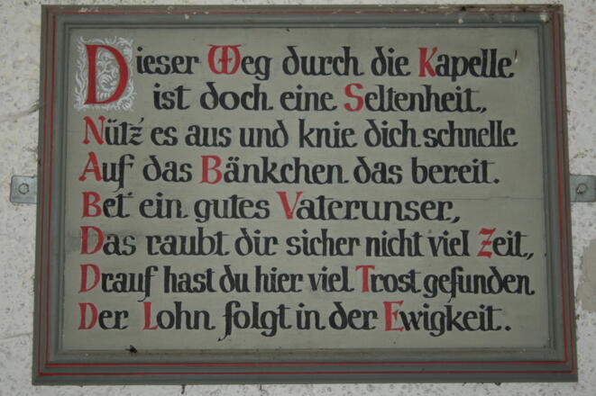 Votivtafel Kapelle St. Walburga