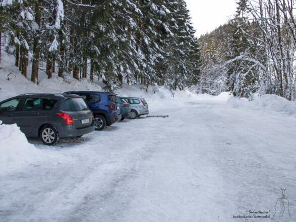 der Parkplatz in Hinterschwendt/Aigen wird im Winter geräumt