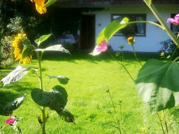 Blick vom Garten zur Ferienwohnung