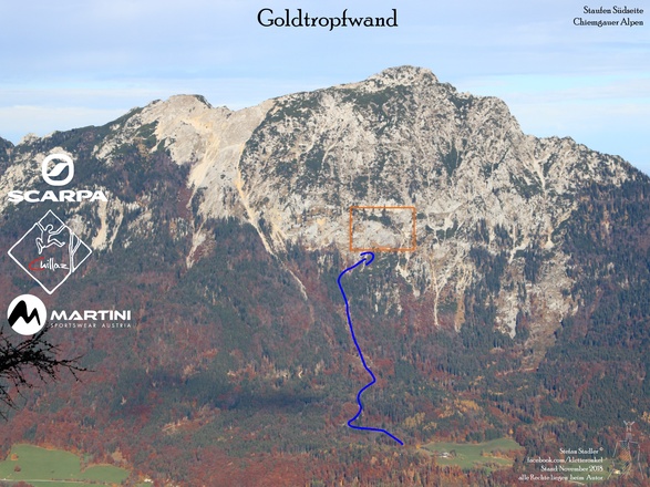 Goldtropfwand Klettergarten im Chiemgau Übersichtsbild Topo