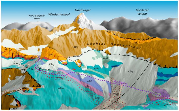 Geologische Karte über Digitalem Geländemodell