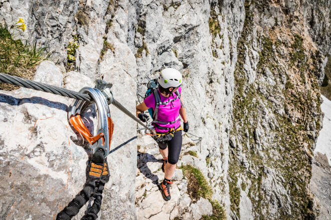 Sicherung im Klettersteig