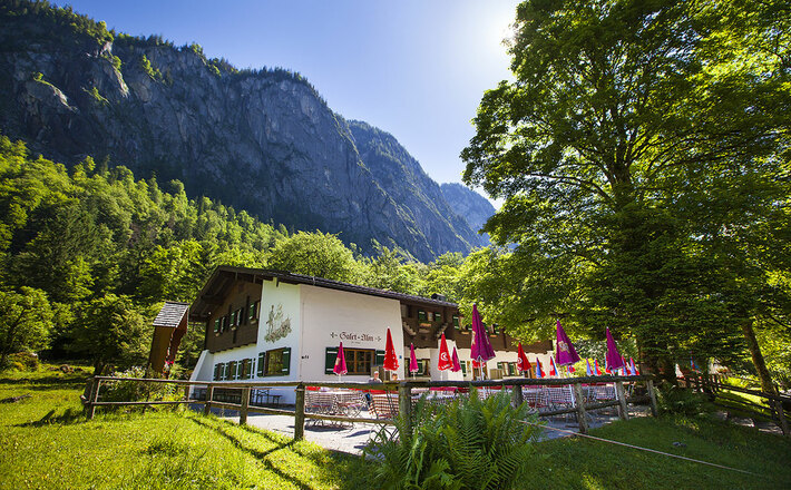 Die Berggaststätte Saletalm zwischen Obersee und Königssee