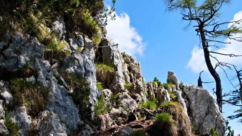 Am felsigen Gipfelaufbau