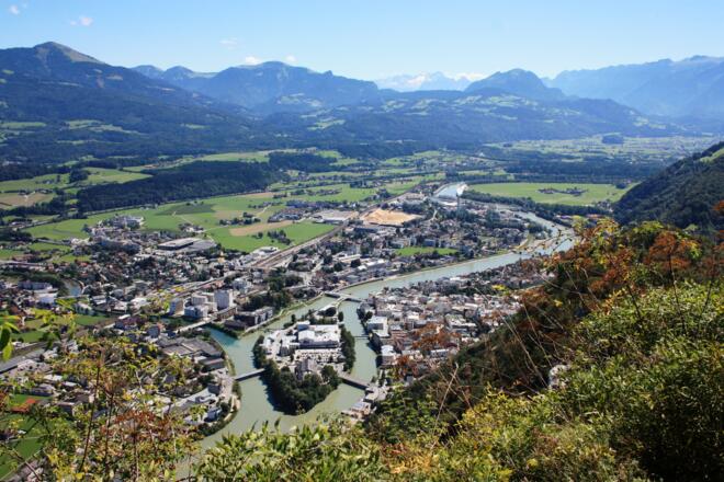 Ausblick vom Kleinen Barmstein auf Hallein
