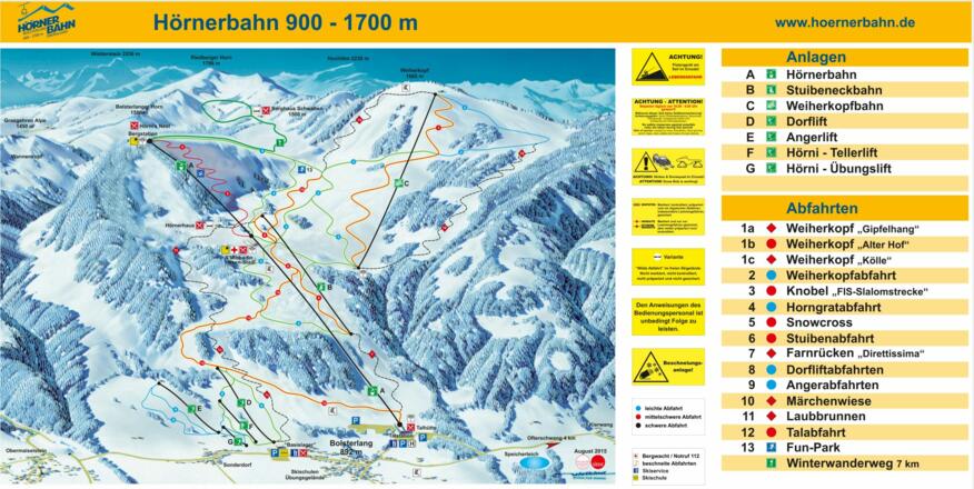 Pistenplan der Hörnerbahn Bolsterlang