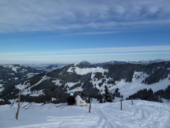 Am Gipfel des Großen Ochsenkopfes im Winter