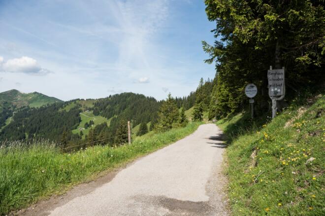 Über den geteerten Wanderweg ist das Berghaus Schwaben auch mit dem Kinderwagen zu erreichen