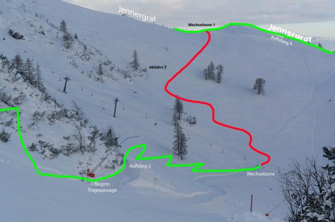 2. Abfahrt und 3. Aufstieg in dem Mitterkaserkessel