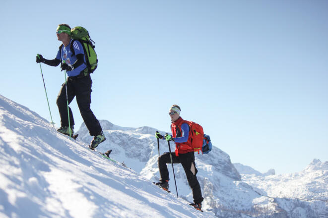 Im oberen Teil des Aufstiegs mit Blick aufs Steinerne Meer.