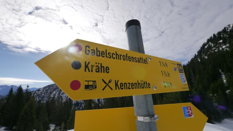 Wegweiser am Niederstraußbergsattel