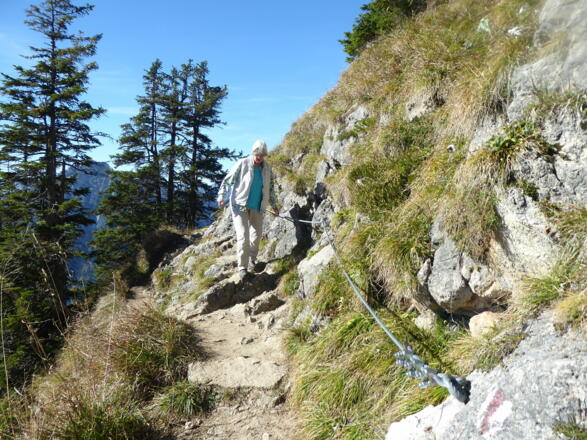 Einfache Seilsicherung im Aufstieg