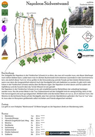 Topo des Kletterfelsen Napoleon - schöner Turm
