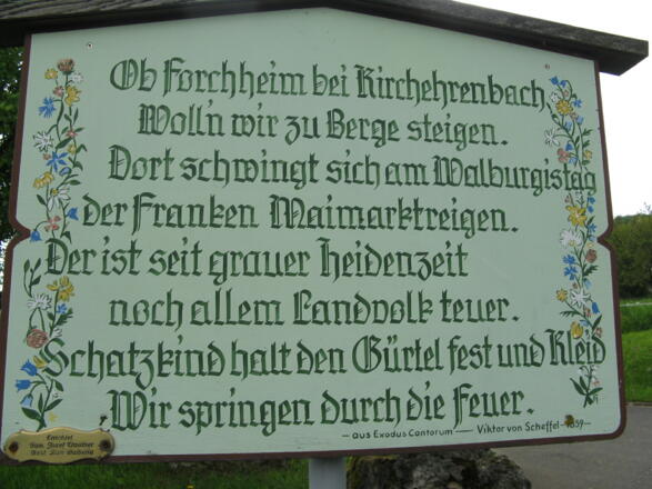 Der Spruch entführt uns zum Walburgistag am 1. Sonntag im Mai!