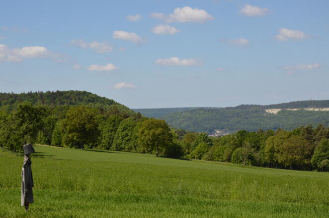 Blick zur anderen Talseite – Steinbruch an Burg Feuerstein