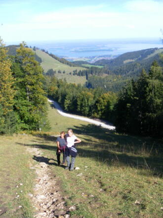 Piste unter der Gorialm mit Chiemseeblick