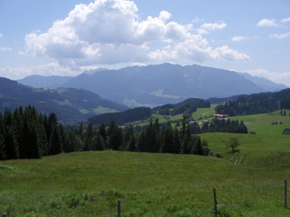 Von der Steinmoos-Alm haben wir einen schönen Panoramablick. 