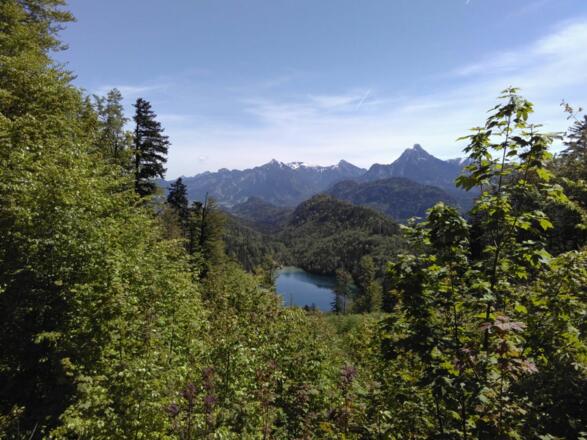 Blick auf den Alatsee auf dem Weg zur Salober Alm