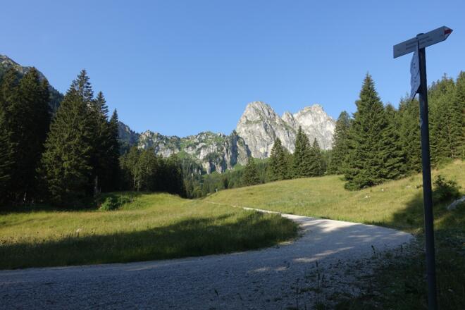 Wanderweg mit Blick auf den Aggenstein 