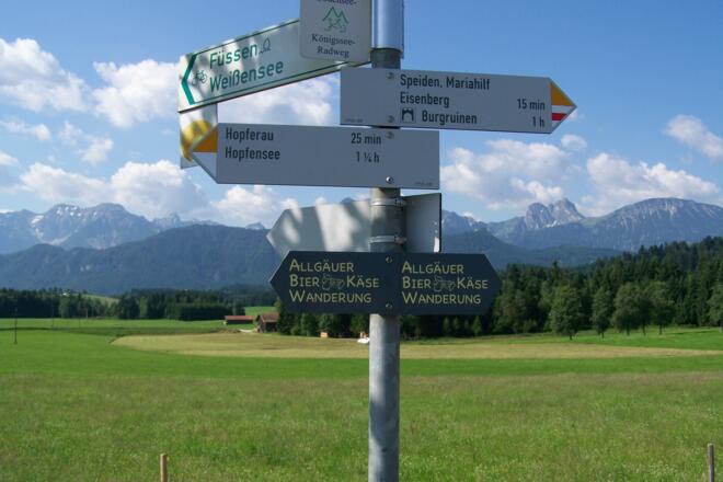 Beschilderung Allgäuer Bier-Käse-Wanderung