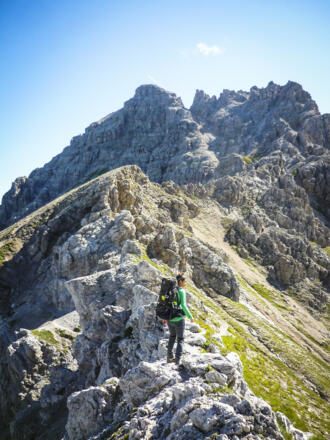 Leilachspitze - Auf dem Grat und vor der Rinne